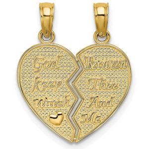 God Keep Watch Between Me and Thee Heart Pendant, 14K Gold