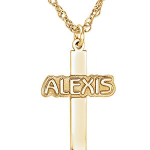 Gold Custom Name Cross Necklace for Women