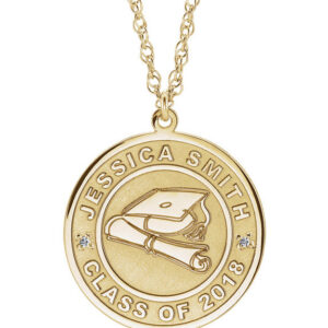 Gold Personalized Graduation Necklace with Name and Graduating Date