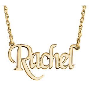 Gold Personalized Name Necklace with Stylish Block Font