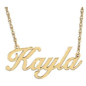 Gold Personalized Script Nameplate Necklace