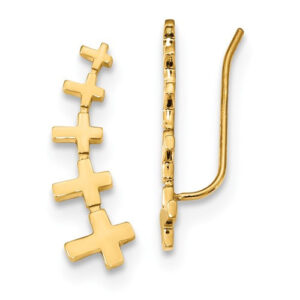 Graduating Cross Bar Earrings in 14K Yellow Gold