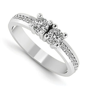 Half Carat Next to You 2 Stone Diamond Ring, 14K White Gold