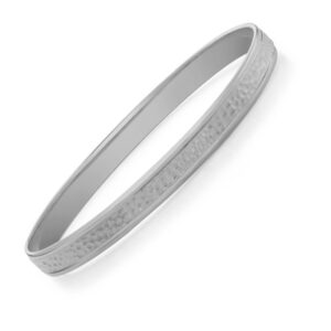 Hammered Bangle Bracelet, 14K White Gold