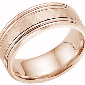 Hammered Double Edged Wedding Band 14K Rose Gold