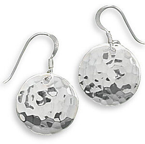 Hammered Sterling Silver Disc Earrings