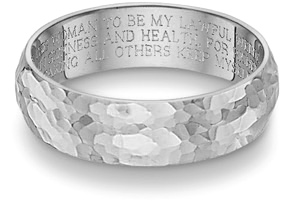 Hammered Wedding Vow Ring, 14K White Gold