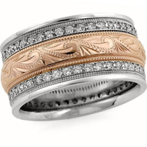 Handcrafted Rose-Gold Diamond Paisley Wedding Band Ring