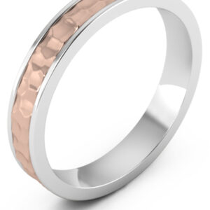 Handmade 14K Rose and White Gold Hammered Wedding Band Ring