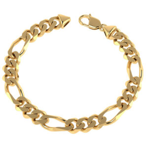 Handmade 14K Solid Gold 8mm Figaro Bracelet