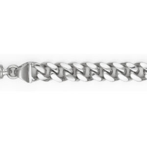 Handmade 14K White Gold 7.5mm Curb Bracelet