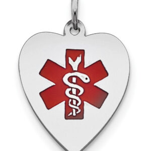 Heart Medical ID Pendant Necklace in Sterling Silver