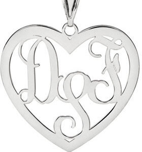 Heart Monogram Pendant, Sterling Silver