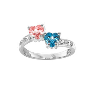 Heart Shaped CZ Birthstone Ring in Sterling Silver