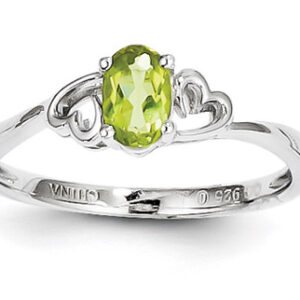 Heart Style Peridot Ring in Sterling Silver