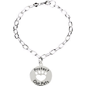 Heart U Back - Protect our Pets Bracelet in Sterling Silver