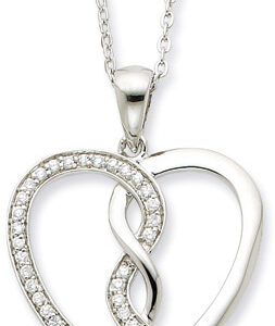 Hearts Joined Together Necklace, Sterling Silver