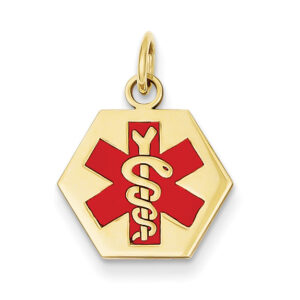 Hexagon-Shaped 14K Gold Medical ID Alert Necklace