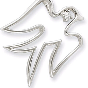 Holy Spirit CZ Dove Pendant in Sterling Silver