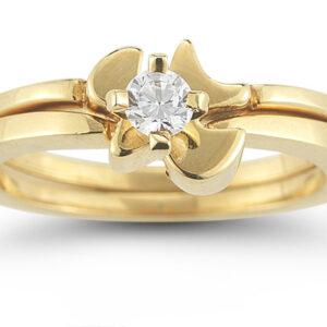 Holy Spirit Dove Cubic Zirconia Bridal Ring Set in 14K Yellow Gold