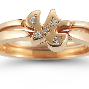 Holy Spirit Dove Cubic Zirconia Engagement Ring Set in 14K Rose Gold