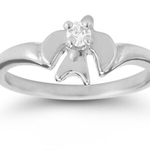 Holy Spirit Dove Cubic Zirconia Ring in 14K White Gold