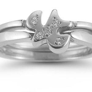 Holy Spirit Dove Diamond Engagement Ring Set in 14K White Gold