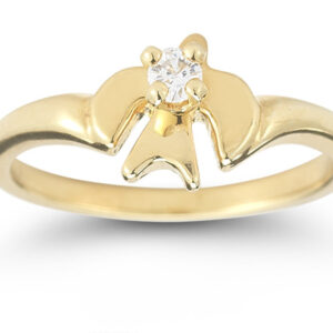 Holy Spirit Dove Diamond Ring in 14K Yellow Gold