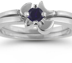 Holy Spirit Dove Sapphire Engagement Ring Set