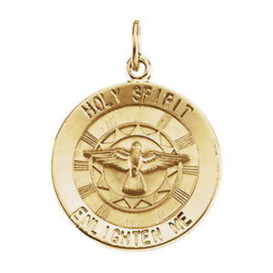 Holy Spirit Enlighten Me Disc Pendant, 14K Gold