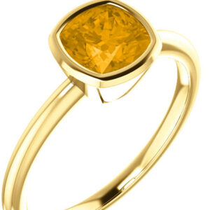 Honey Citrine Antique-Square Bezel-Set Ring in 14K Yellow Gold