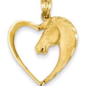 Horse Heart Pendant in 14K Gold