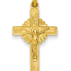 INRI Design Crucifix Necklace in 14K Gold