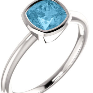 Ice Blue Topaz Cushion-Cut Solitaire Ring in 14K White Gold