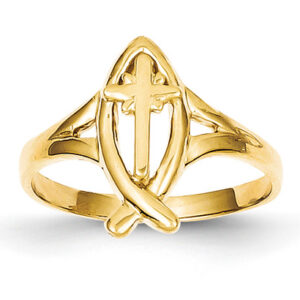 Ichthus Cross Ring, 14K Gold