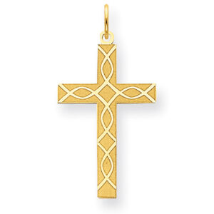 Ichthus Infinity-Design Cross Pendant in 14K Yellow Gold