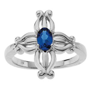 Insignia Sapphire Cross Ring in 14K White Gold