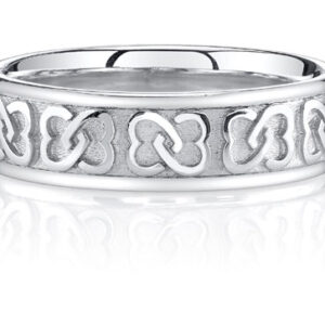 Interlaced Celtic Heart Knot Wedding Band Ring, Sterling Silver