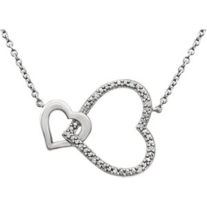 Interlocking Diamond Heart Necklace, Sterling Silver