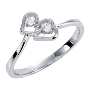 Interlocking Double Diamond Heart Ring