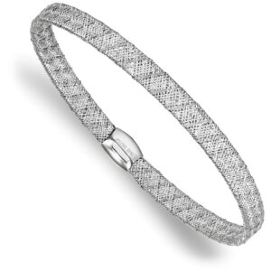 Italian 14K White Gold Flexible Mesh Bangle Bracelet