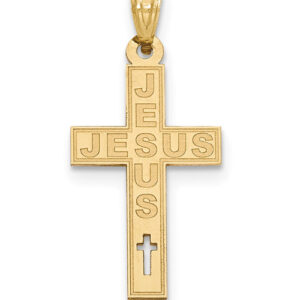 Jesus Cross Pendant in 14K Gold with Cut-Out Cross