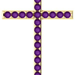 King of Kings Purple Amethyst Gold Cross Pendant