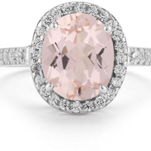 Kunzite and Diamond Cocktail Ring in 14K White Gold