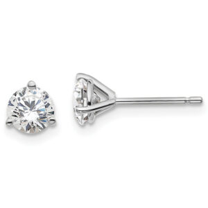 Lab Made 1 Carat Total 3-Prong Diamond Stud Earrings, 14K White Gold