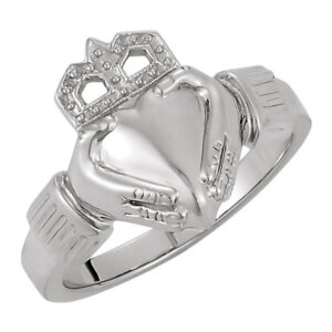 Ladies 14K White Gold Claddagh Ring