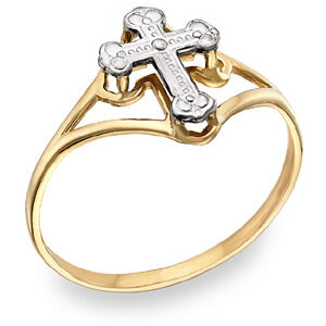 Ladies' Cross Ring, 14K Two-Tone Gold