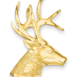 Large 14K Gold Deer Stag Pendant