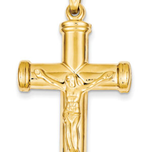 Large 14K Gold Polished Crucifix Necklace