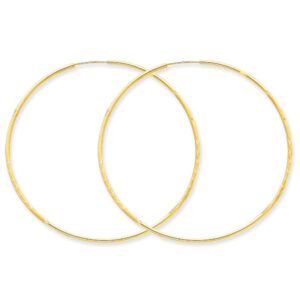 Large 2" Diamond-Cut Endless Hoop Earrings in 14K Gold